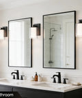 Modern Matte Black Wall Sconces Set Of Two Double Clear Glass Vanity Lights With Upward Downward Mounting For Bathroom Bedroom Decor above mirrors