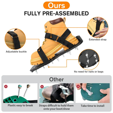 Spiked Epoxy Floor Shoes With Three Quarter Inch Short Spikes, Satin Black Pro Grade, comparison of features with adjustable buckle