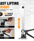 Two Pack Heavy Duty 15 Inch Arm Jack Supporting 440 Pounds For Effortless Furniture Moving And Door Installation with adjustable height.