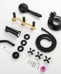 Matte Black Three Handle Shower Faucet Set With Long Tub Spout Perfect For Bathtub Shower Combo Complete Kit Includes Valve