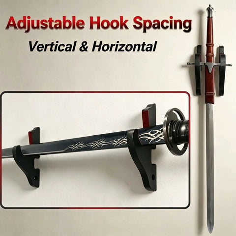 Dope Velvet Padded Sword Wall Mount Hanger For Katana Wakizashi Tanto Genji Daggers And Swords Adjustable 1.38 Inch Hook Width