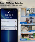 Smart AI motion alerts on phone for Wireless Outdoor Security Camera with Solar Power, 2K Video, 360 Degree PTZ