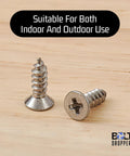Flat Head Phillips Wood Screws Size 8 By 1-1/2 Inch, Stainless Steel 304, Type A Point, coarse thread on wood surface