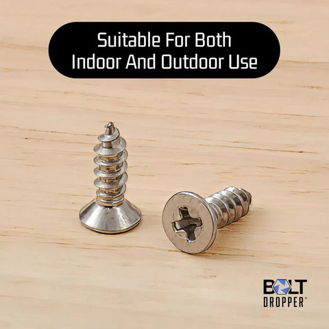 Flat Head Phillips Wood Screws Size 8 By 1-1/2 Inch, Stainless Steel 304, Type A Point, coarse thread on wood surface