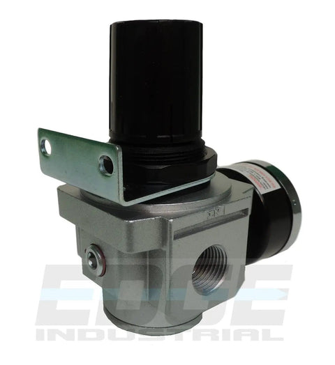 Heavy Duty In-Line Air Pressure Regulator For Air Compressors, Adjustable 7 PSI To 215 PSI, with wall bracket