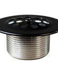Matte Black One And A Half Inch Tubular Bath Waste Drain Kit With Trip Lever Faceplate Beehive Grid And Color Matching Screws, close-up