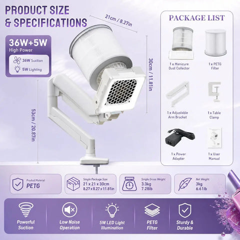 Stay Smooth And Keep Your Mani Bar Dust Free With This Straight Up Powerhouse Nail Dust Collector Vacuum Fan featuring 36W power and adjustable arm.