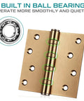 Six Pack Beefy 4x4 Inch Ball Bearing Door Hinges Set Heavy Duty Stainless Steel Exterior Hinges With Square Corners Includes 48 Screws