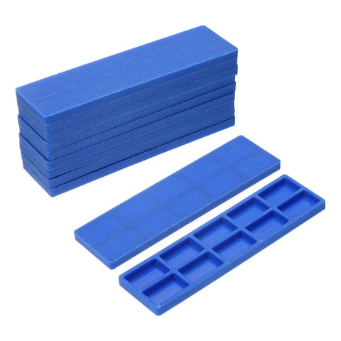 50 Pcs Plastic Flat Shims For Leveling And Spacing 5mm 3 16th Inch Structural Tile And Glass Glazing Blocks, blue shims stacked