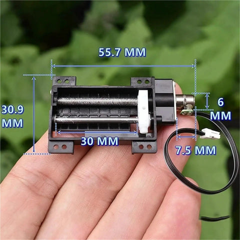 5 Pcs Heavy Duty Linear Actuator 30mm Stroke shown in hand, displaying dimensions and design for automation applications.