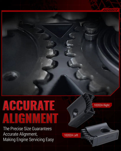 Close-up of 3.6L Pentastar Timing Tool Kit camshaft phaser lock set showing accurate alignment for Chrysler Dodge Jeep Ram