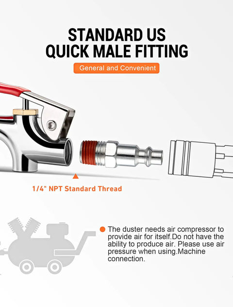 Image showing standard US quick male fitting from 20 Piece Must Have Air Tool Kit For Air Compressors With One Quarter Inch NPT Quick Connects.