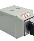Beefy 125A Rotary Changeover Switch With Master Enclosure Box, 3 Pole 3 Phase, 3-Position On Off On, industrial-grade IP65