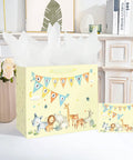 13 Inch Large Baby Gift Bag For Baby Shower With Tissue Paper And Greeting Card Yellow Dinosaur Design Includes 3 Sheets Tissue Paper For Boy Or Girl Must Have Gift Bag displayed with matching card.