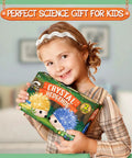 Hedgehog Crystal Growth Kit For Kids 6-12 - See Blue And Orange Crystals Form In 24 Hours, A Fun Hands-On STEM Gift That Feels Like Real Chemistry, Easy Step-By-Step Instructions For Curious Builders. Girl holding 2-pack crystal hedgehog kit box