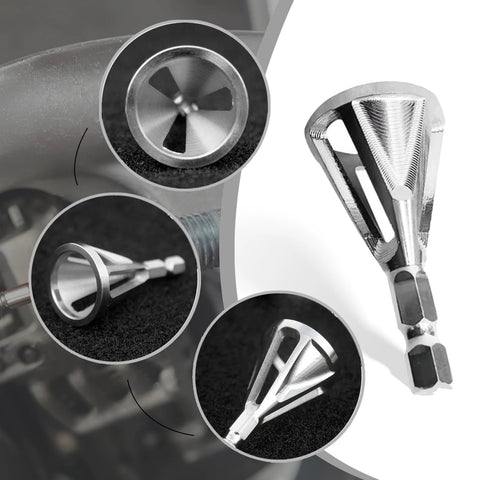 Front view of Amazon Deburring Chamfer Tool with hexagonal handle and six-slot burr head