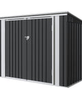 5.8x3.3 Ft Outdoor Storage Shed With Steel Frame Galvanized Metal Construction Lid Chain Hydraulic Gas Rod Double Doors