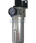 3/4 Inch NPT High Flow Air Regulator And Particulate Filter Water Trap Combo with gauge, manual drain, 11oz metal bowl, sight glass, wall mount