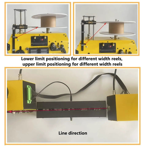 Straight Up High Precision 3D Printer Filament Extruder And Filament Recycler With Auto Coil Winding showing reel adjustments and connectors.