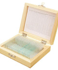 25 Prepared Microscope Slides Set With Wooden Case For Entomology Botany And Mammalogy Specimens Ready To Learn And Explore With Stereo Glass Slides For Basic Biological Science Education And Home Classroom Use, wooden box open