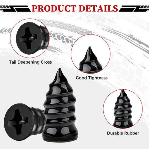 Top Shelf 60 Piece Tire Repair Screws Kit two sizes tough as nails car plugs, black rubber design for secure puncture fixes.