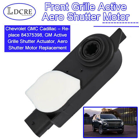 Front Grille Active Aero Shutter Motor Seriously Tough Replacement For Chevy Gmc Cadillac Rigs Getting Airflow Fully Sorted Fast Upgrading Engine Cooling Hella Dependable Direct Bolt On Part 84375398, black motor with white cover.