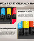 5 Piece Impact Lug Nut Socket Set For 1/2 Inch Drive No Mar Thin Wall Alloy Sockets In 17mm 19mm 21mm color coded