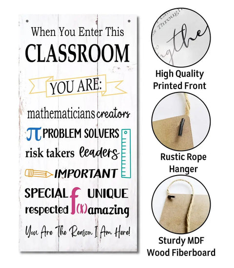 Motivational Classroom Sign Decor For Your Entrance Hanging Wood Sign With Rustic Wall Decor Math Teacher Sign Mathematics