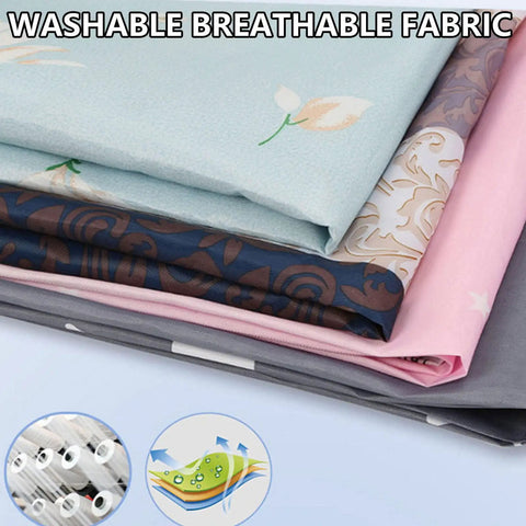 Washable breathable fabric in various colors, showcasing patterns for the Heavy Duty Wardrobe Closet Vibes In A Portable Package.