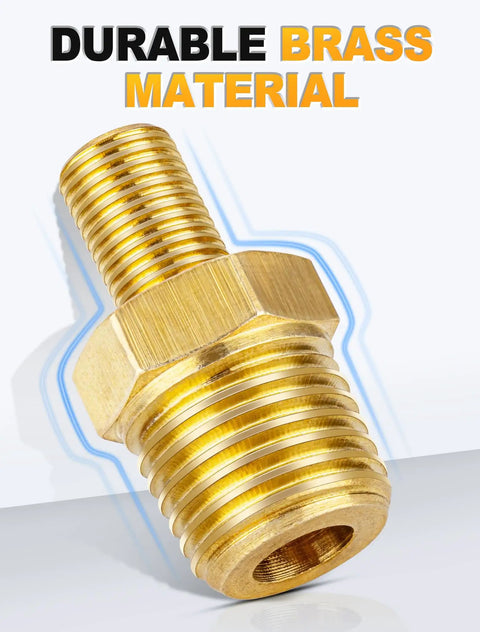 Beefy Brass Tire Inflator Adapter One Quarter Inch MNPT To Schrader Valve Male Durable Air Compressor Connector Close-up