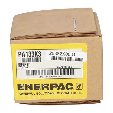 Repair Kit For PA-133K3 Hydraulic System Tool With Replacement Parts box showing labels and Enerpac branding.