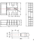 Diagram of 6 Sets 6-10 Gauge Battery Quick Connect Disconnect Kit 50A 12-36V Quick Connector Wire Harness Plug with dimensions