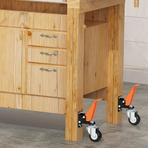 Retractable Caster Wheels Kit For Workbench 660 Lbs Capacity Set Of 4 Heavy Duty Side Mount Two Point Five Inch Lifting Casters
