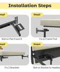 Installation steps for No Sweat Install Heavy Duty Headboard Brackets For Metal Bed Frame With Universal Adjustable Design.