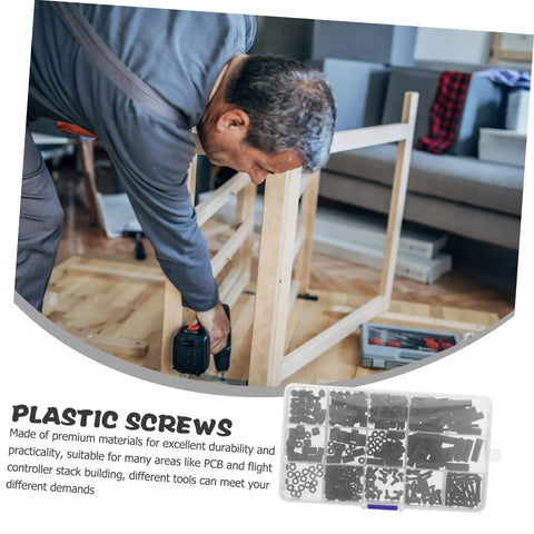 Man assembling furniture with Durable Nylon Standoff And Screw Kit With Washers And Nuts For PCB Flight Controllers And Motion Sensors