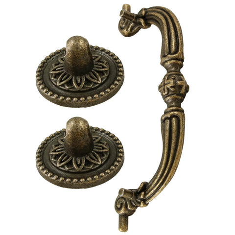 4 Pack Antique Bail Pull Handles With 3.5 Inch Hole Center For Cabinets And Dressers, Drop Drawer Pulls In Antique Bronze Finish