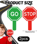 Stop And Go Traffic Sign With Handle For Kids Double Sided Red Light Green Light Crossing Guard Sign Waterproof PVC Safety Tool