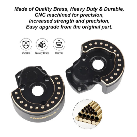 Brass Front Portal Cover Weight 176g for Vanquish VP VS4-10 RC Crawler F10 Portal Axle showing CNC precision brass build