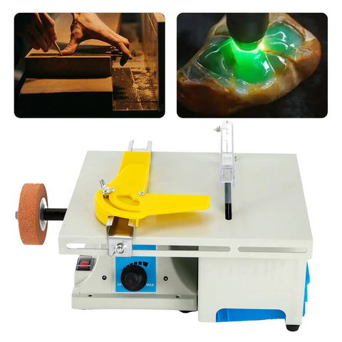 All In One 750W Mini Table Saw And Polisher For Jewelry Making with flex shaft and jade cutting example