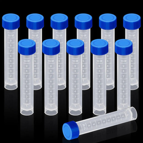 12 Pack Replacement Test Tubes For Aquarium Water Testing, 10ml plastic self-standing tubes with scale lines and sealed caps