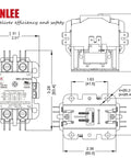 Technical diagram of Heavy Duty 2 Pole 40 Amp Contactor With 120V Coil UL Listed For HVAC Condensers And Compressors Replaces 2 Pole Units 20 25 30 35 40 Amp 50 Amp Lighting Load Equivalent To 42CF15AF