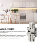 Close-up view of Mini Zinc Alloy Cross Hidden Door Hinge Set Four Pack 180 Degree Full Swing Invisible Hinges for DIY projects.