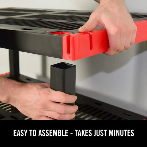 Heavy Duty Four Tier Plastic Storage Shelves For Garage Organization Built Tough With Ample Space Easy Setup Indoors Or Out Handles Twenty Gallon Bins No Sweat Total Knockout Straight Up Winner For Neat Spaces Any Day
