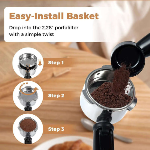 20 Bar Espresso Machine With Milk Frother Compact Stainless Steel Coffee Maker 57 Ounce Removable Water Tank Easy-Install Basket