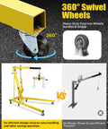360° swivel caster wheel on Heavy Duty Bad Boy Hydraulic Shop Crane for easy mobility and stability while lifting.