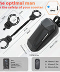 Heavy Duty Electric Scooter Lock With Alarm And Remote Locking Waterproof 37 Inch Bike Chain Security Lock Kit With Key Anti Theft Alarm Ideal For EScooters Bicycles And Motorcycles, lock components and dimensions visible