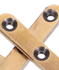 Close-up of heavy duty bronze pivot door hinges with hidden self closing hardware for quiet smooth operation on interior doors and cabinets.