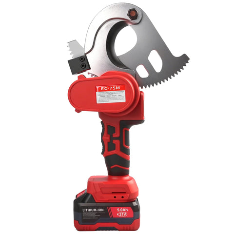 Kickass 21V Cordless Electric Cable Cutter Features Slick Ratcheting Drive For Heavy Duty Battery Power And Smooth Fast Cuts Through Thick Wiring On Job Sites.