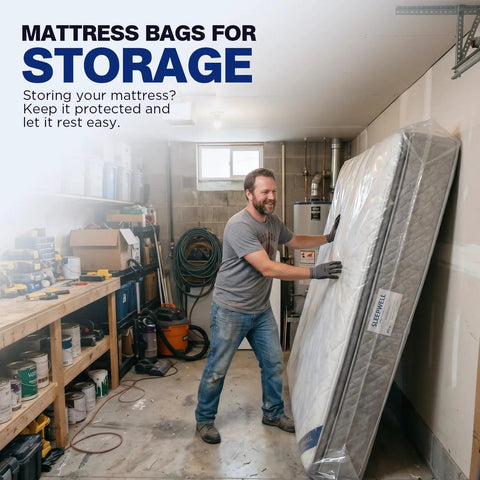 Two Pack Mattress Bags For Moving And Storage Fits King Or Queen Size waterproof tear resistant 2 mil heavy duty mattress covers