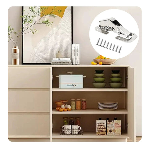 Two Pack No Slam Soft Close Hidden Spring Hinges, 90 Degree Brushed Nickel Frameless Concealed Cabinet Hinges on kitchen cupboard